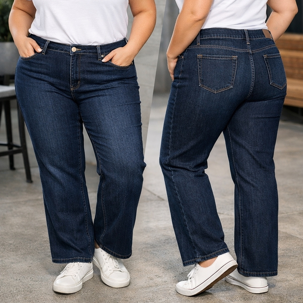 Lee Women’s Relaxed Fit Straight Leg Jeans – High Rise Instantly Slims – Dark Wa